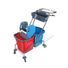 ÇİFT KOVALI PRESLİ TEMİZLİK SETİ KROM GÖVDE PLASTİK  PRESLİ