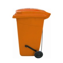 240 Litre Turuncu Plastik Çöp Konteyneri Pedallı