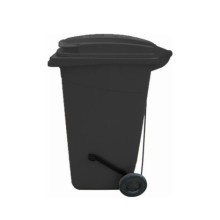 240 Litre Siyah Plastik Çöp Konteyneri Pedallı